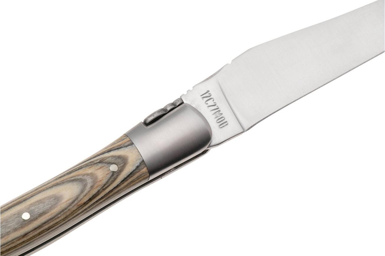 Laguiole en Aubrac Khaki Pakkawood, Matt Bolsters, zakmes, 12 cm