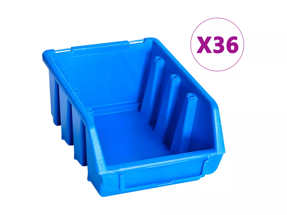 Prolenta Premium - Kit de bacs de stockage avec panneaux muraux 96 pcs Bleu