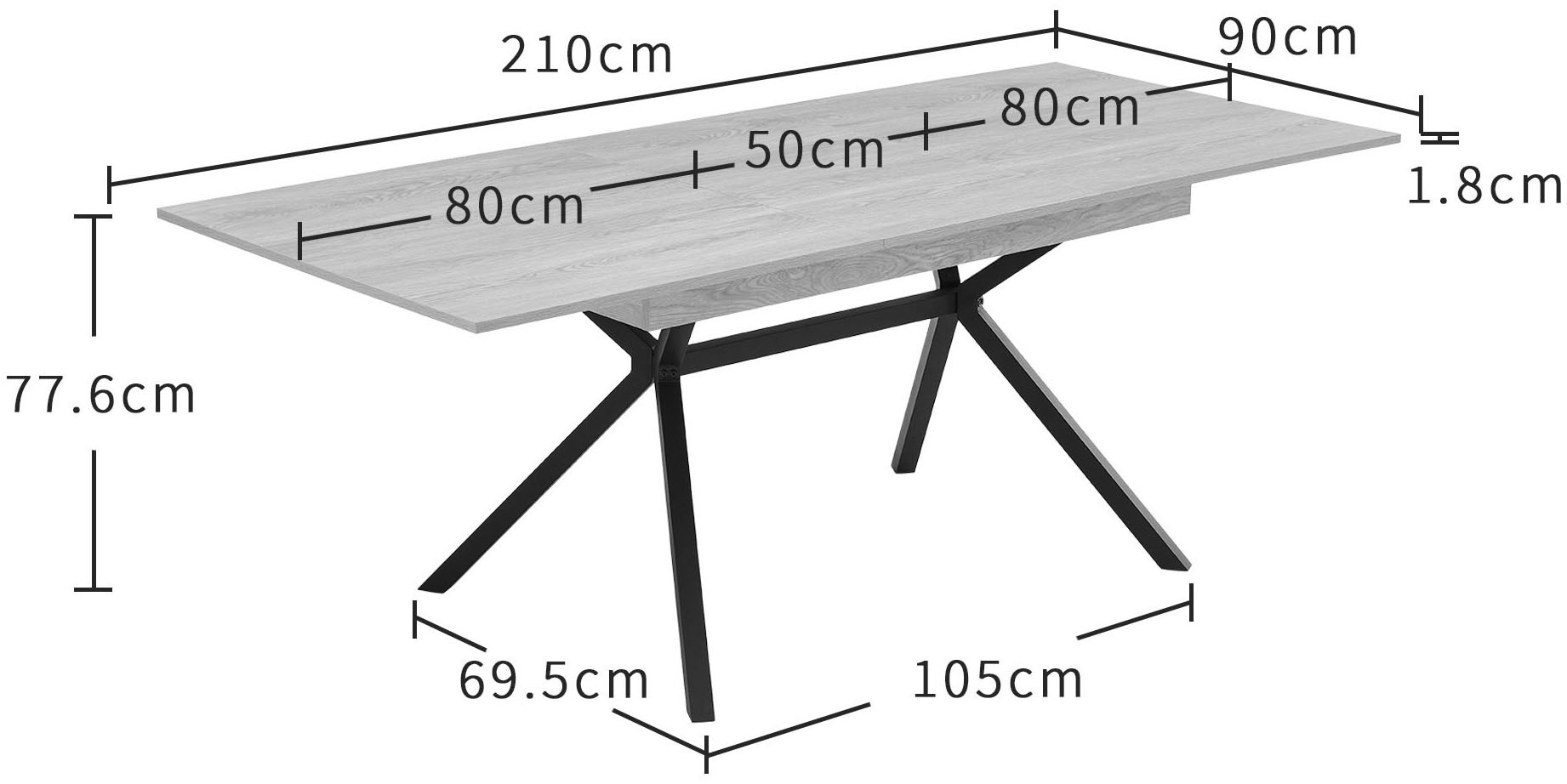 GOODproduct Essgruppe »Vendy, Esstisch ausziehbar plus 6 Freischwinger« Set, Esstisch ausziehbar 160 - 210 cm plus 6 Esszimmerstühle, 7 Stk. tlg. pflegeleichte Strukturstoff-Stühle, 3D-Steppung, ausziehbarer Tisch