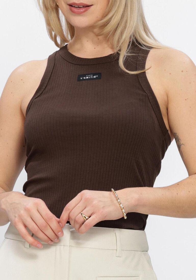 bruine haute l'amitié top rib badge tank
