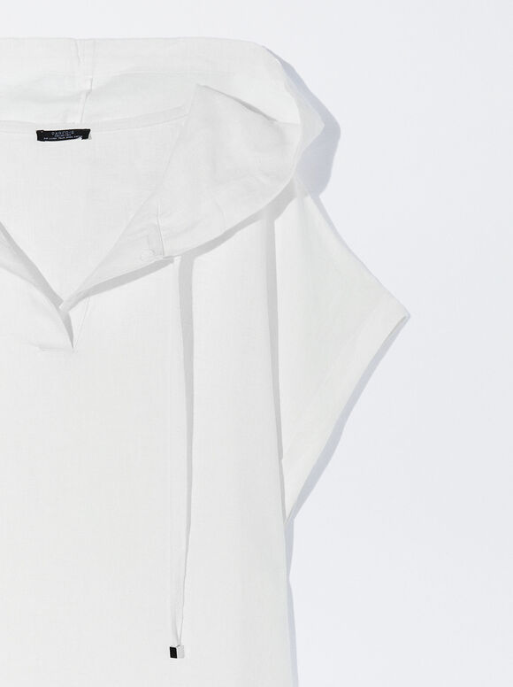 Vestido de linho com capuz - Branco