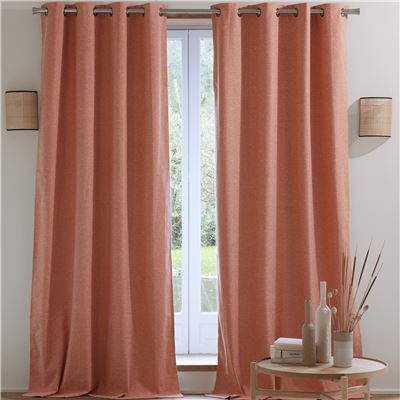 Rideau occultant thermique tissage bicolore - Lot de 2