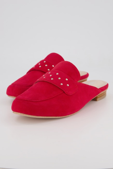 Ledermules, Ziernieten, Veloursleder, Weite H