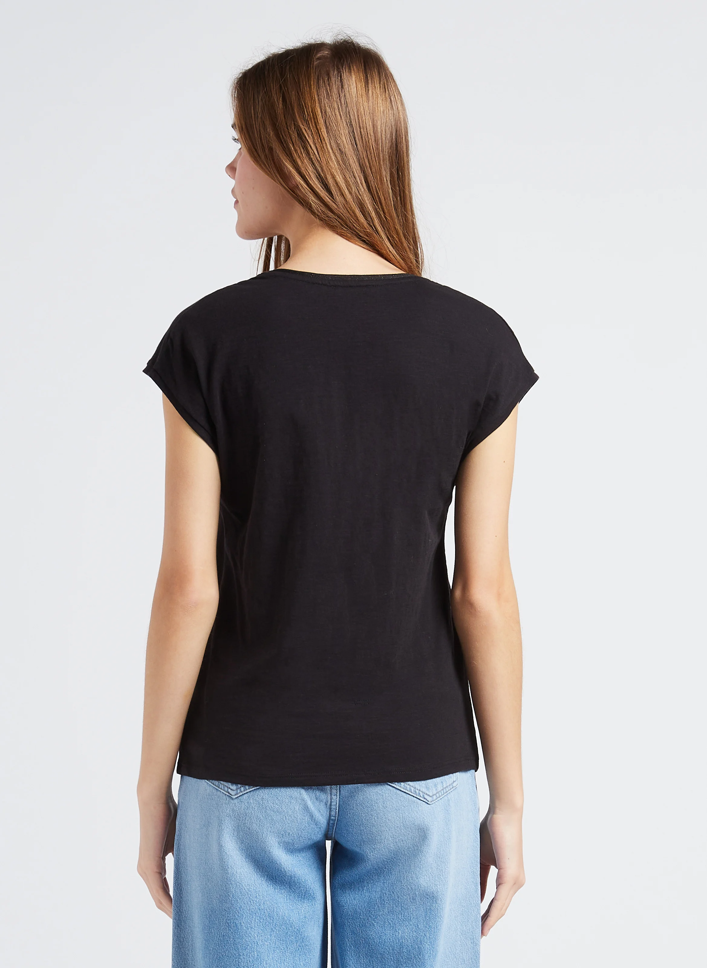 DOLCE - Tee-shirt col V en coton | Noir