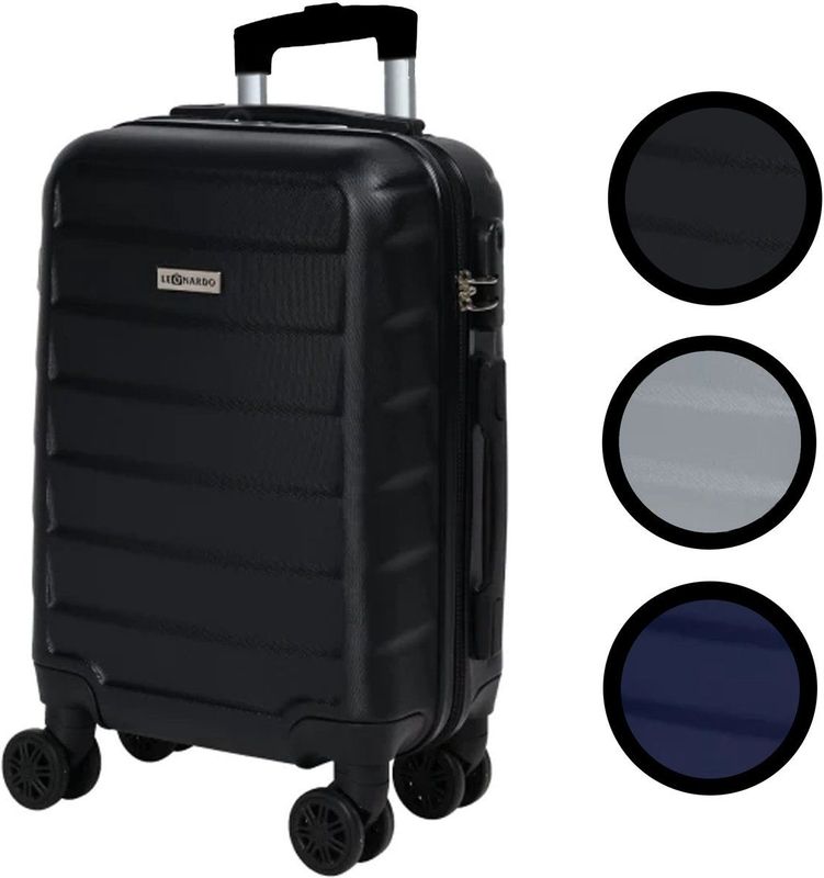 Leonardo - Handbagage Koffer - Reis Trolley - Zwart - 30 Liter