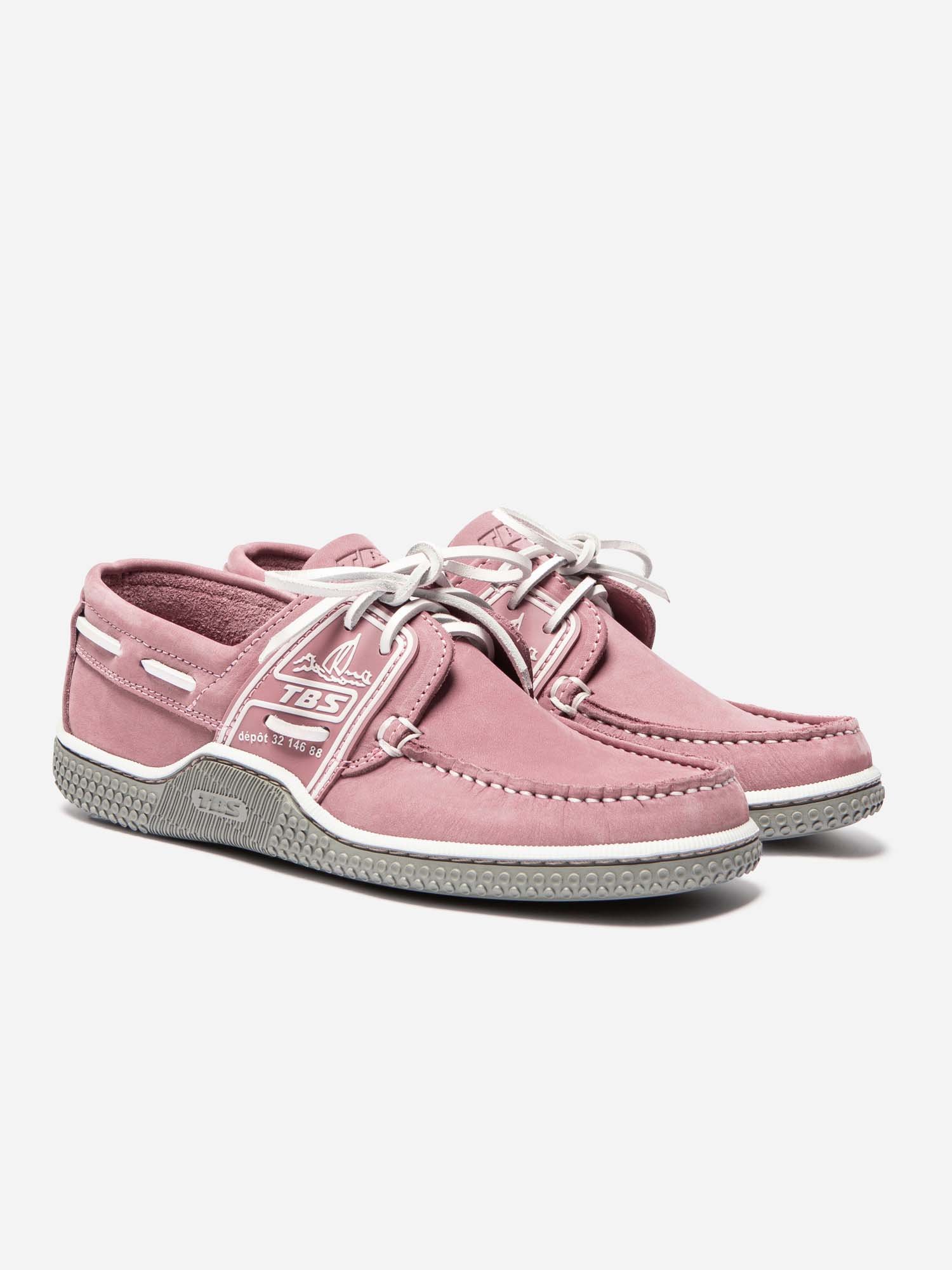 Chaussures Bateau Homme Cuir Nubuck Rose