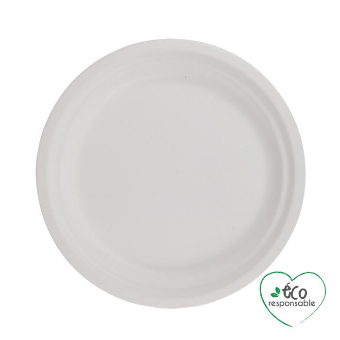 SET 12 ASSIETTES RONDES CANNE A SUCRE 22CM BLANC