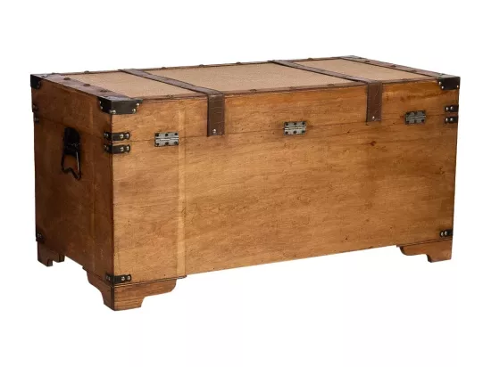 Coffre en bois marron 90x45x45,5