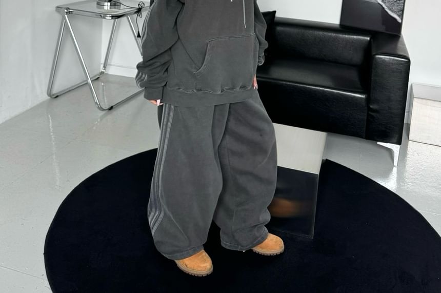 SeoulPop - Unisex gestreepte, gewassen, losse hoodie