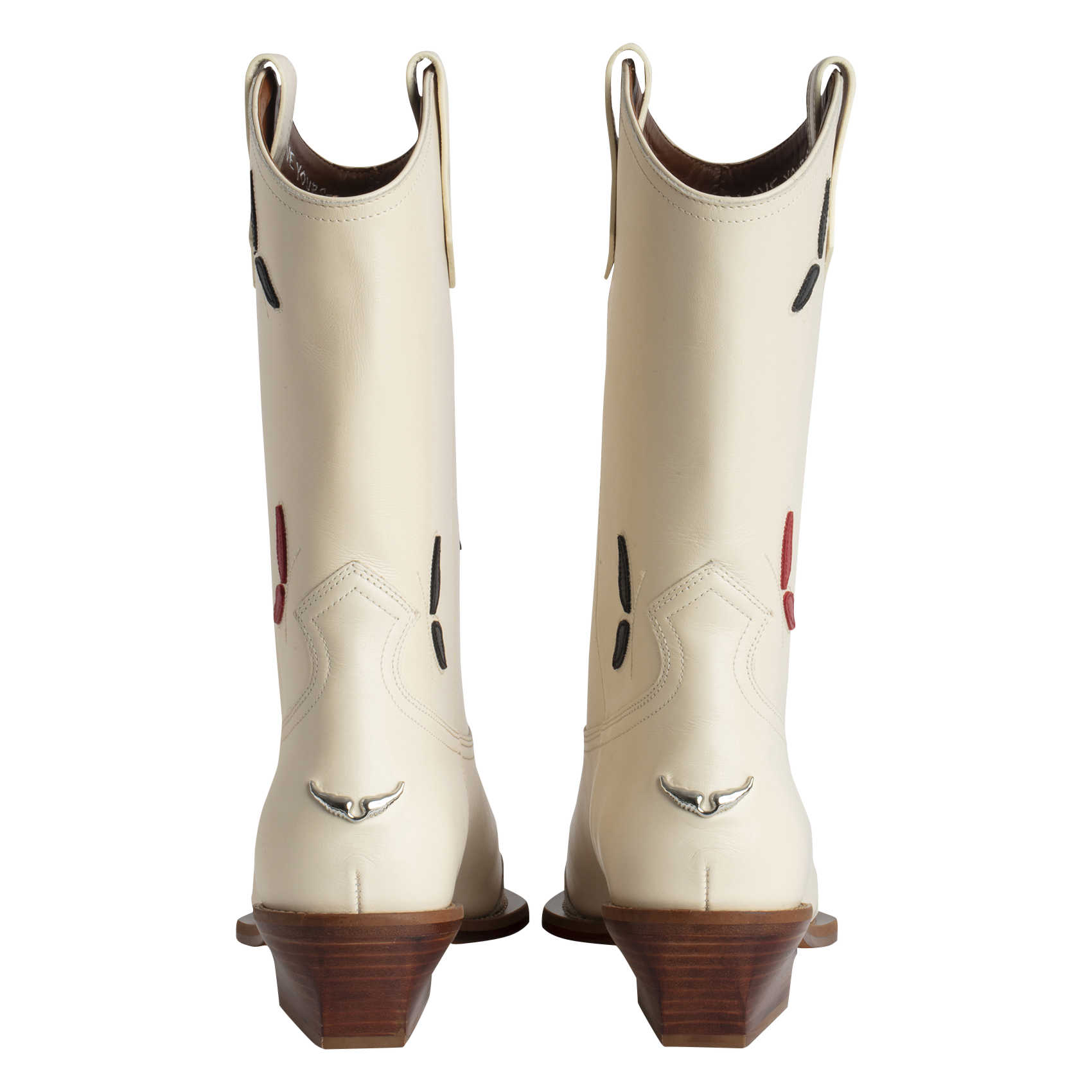 CARA WESTERN - Bottes western brodées en cuir | Blanc