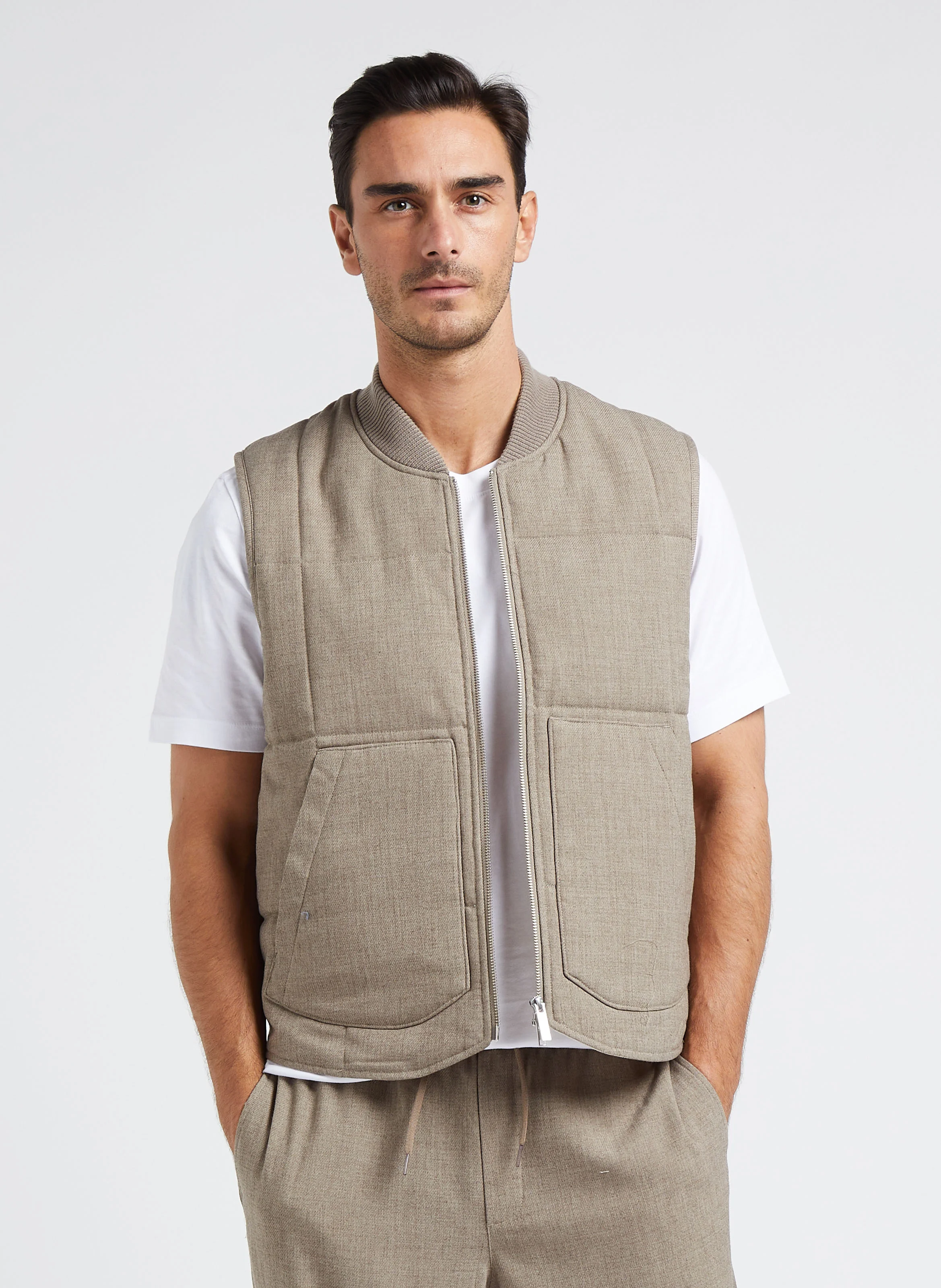 MERCURY - Veste col rond matelassée | Beige