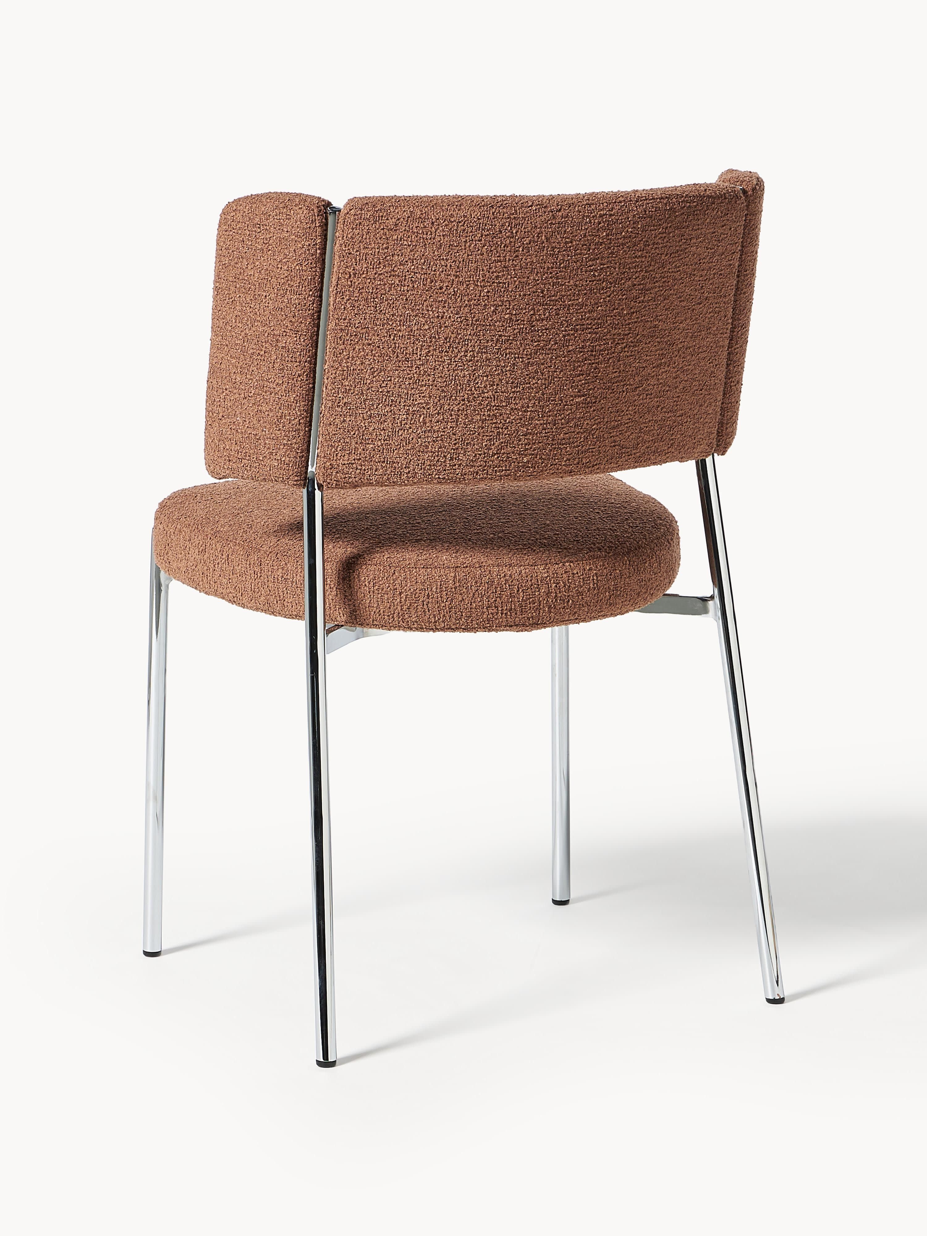 Bouclé gestoffeerde stoelen Samantha, 2 stuks