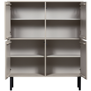 WOOOD opbergkast 4-deurs Ervin dakargrau grijs grenen hout 130 x 110 x 40 cm