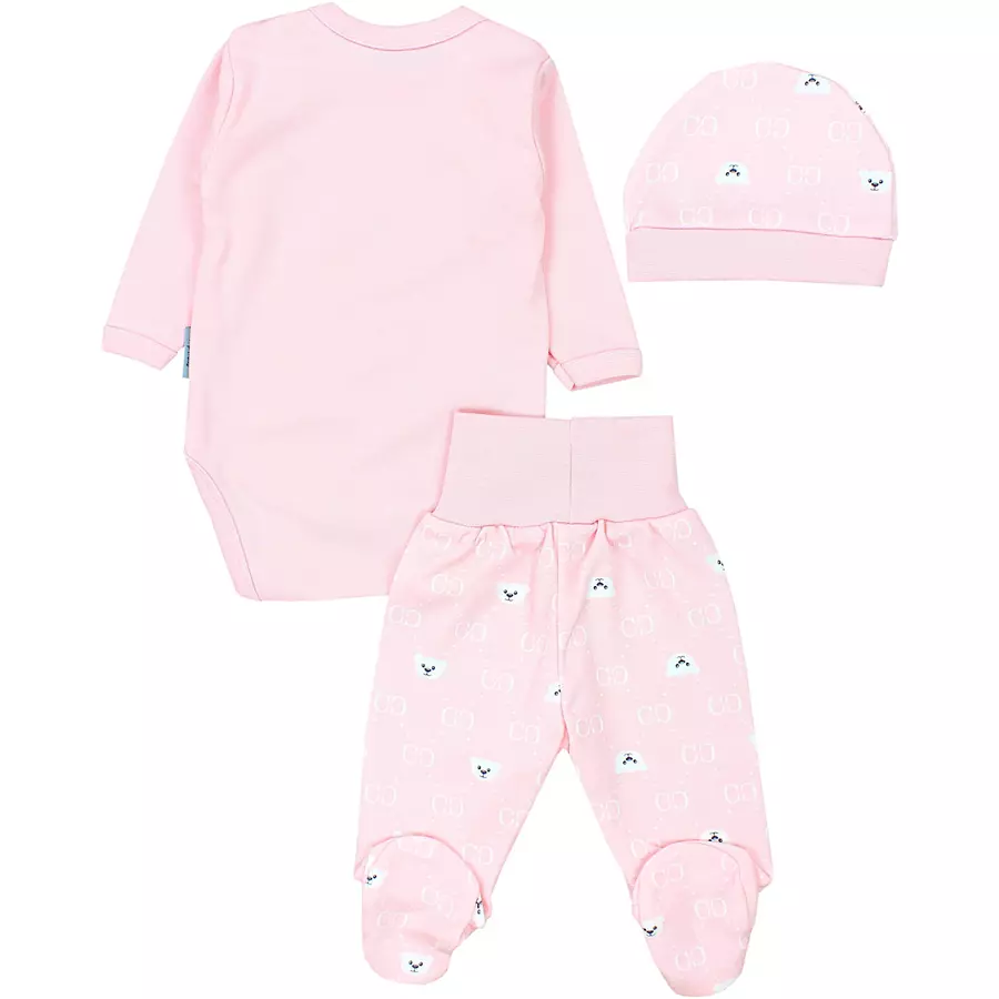 TupTam Baby Bekleidungsset Langarmbody Hose Mütze3 teilig rosaweiß