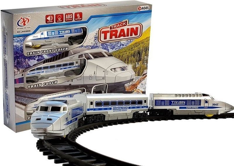 Treinbaan - Blauw Wit - 21x5x5,5cm - Licht- en Geluidseffecten