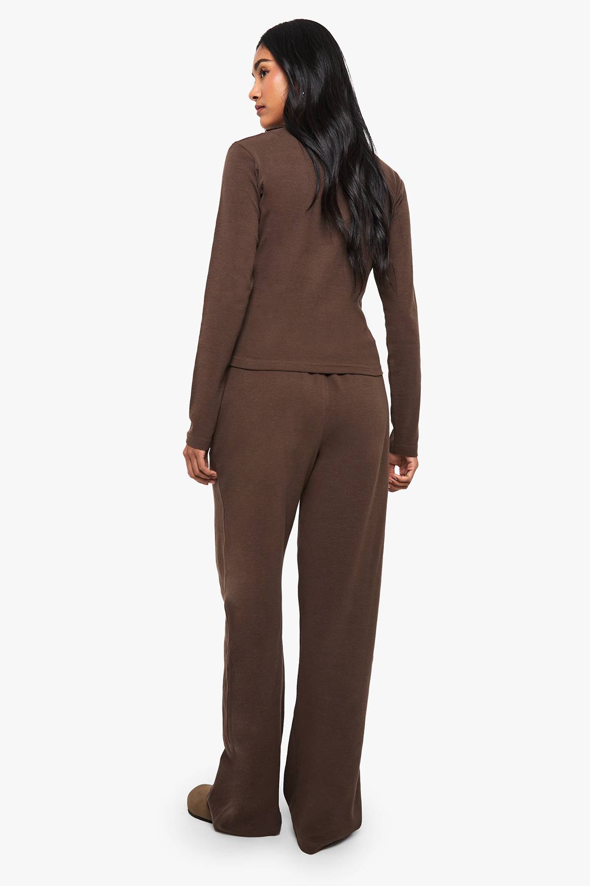 boohoo Ensemble coordonné en coton : haut boutonné à encolure échancrée et pantalon