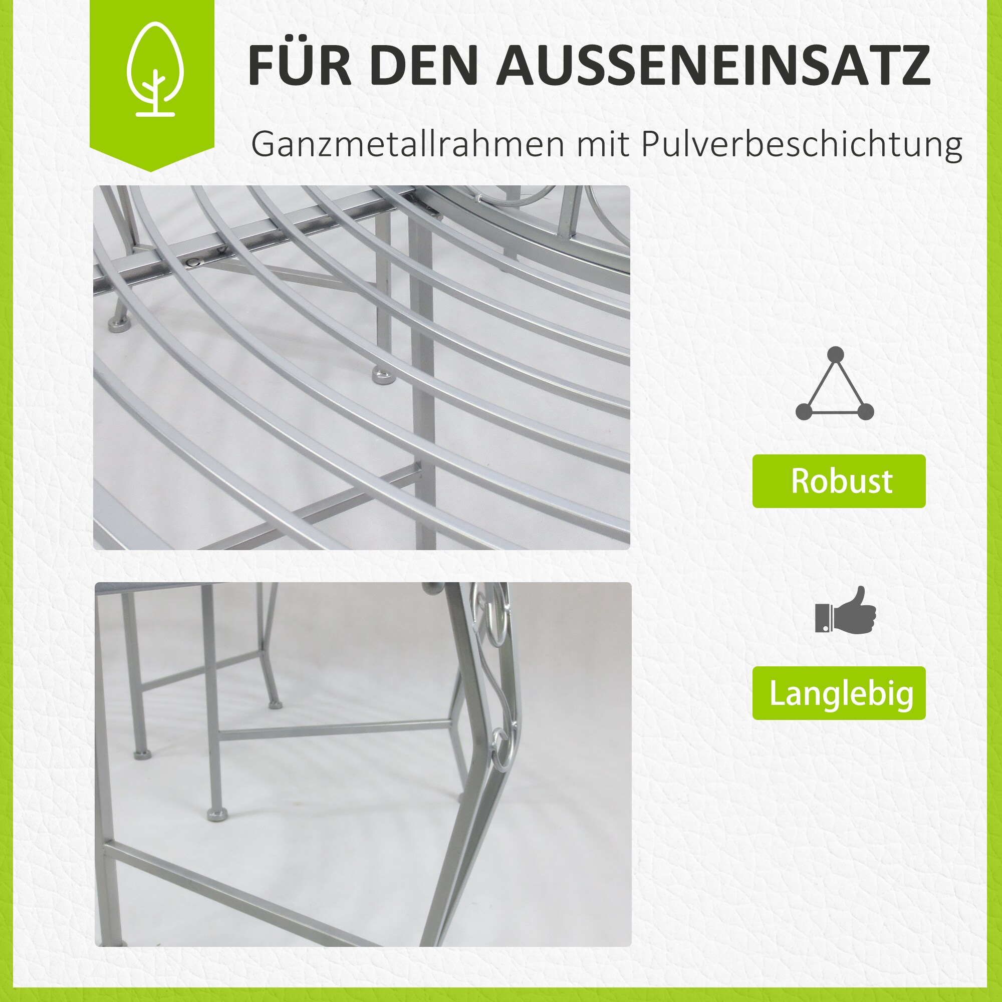Outsunny Baumbank im geschmackvollen Design silber 160 x 90 cm (ØxH)