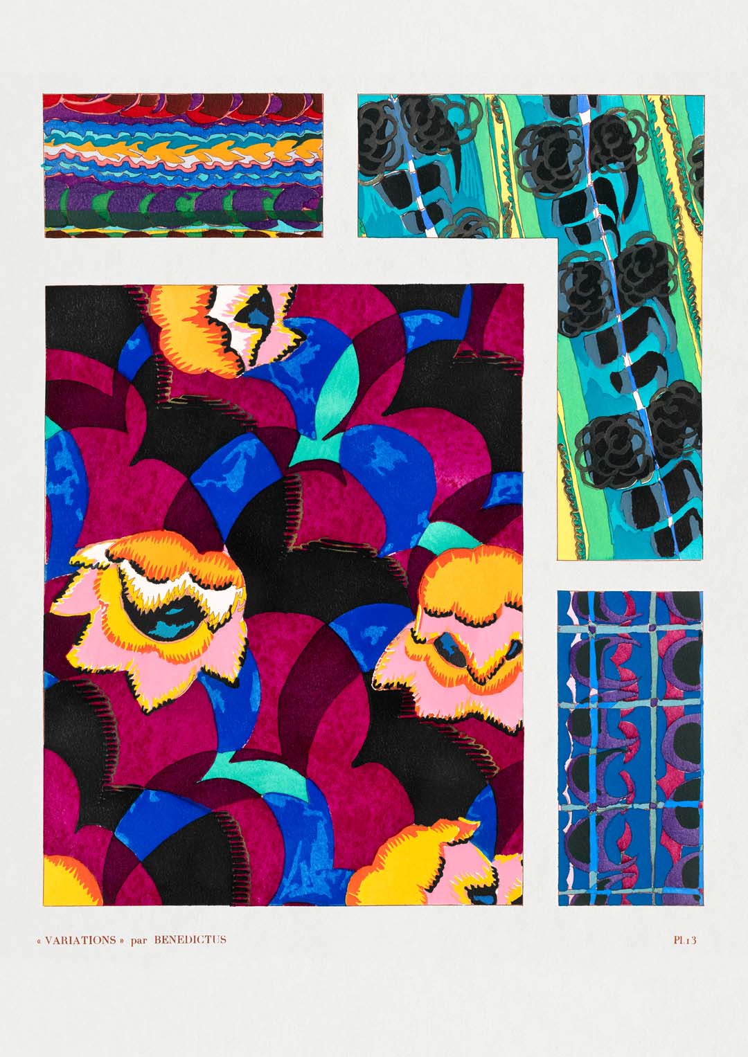 Bunte Vintage Art-Déco-Muster, Variation 13 von Édouard Bénédictus