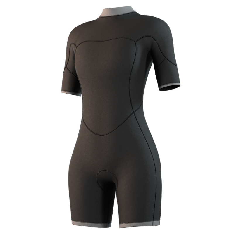 Shorty neoprene femme mystic brand flatlock ss 3-2 backzip noir