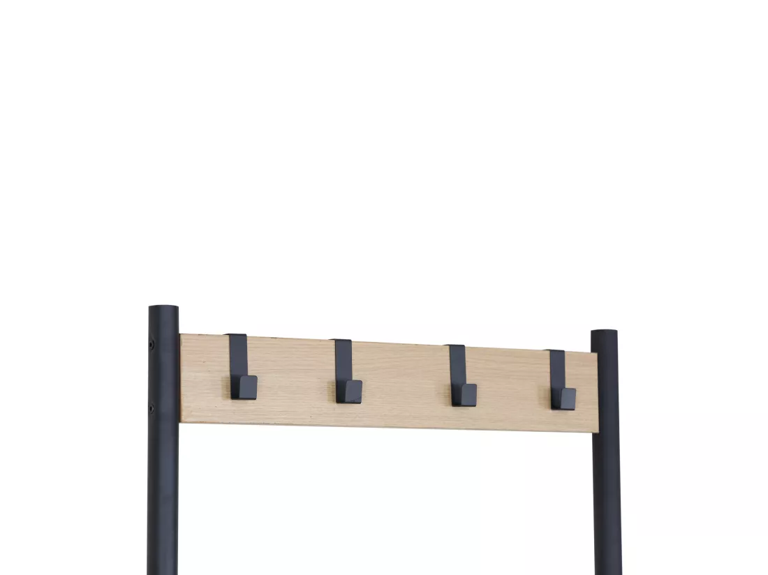 Porte manteaux d'entrée avec 3 étagères à chaussures en bois et métal