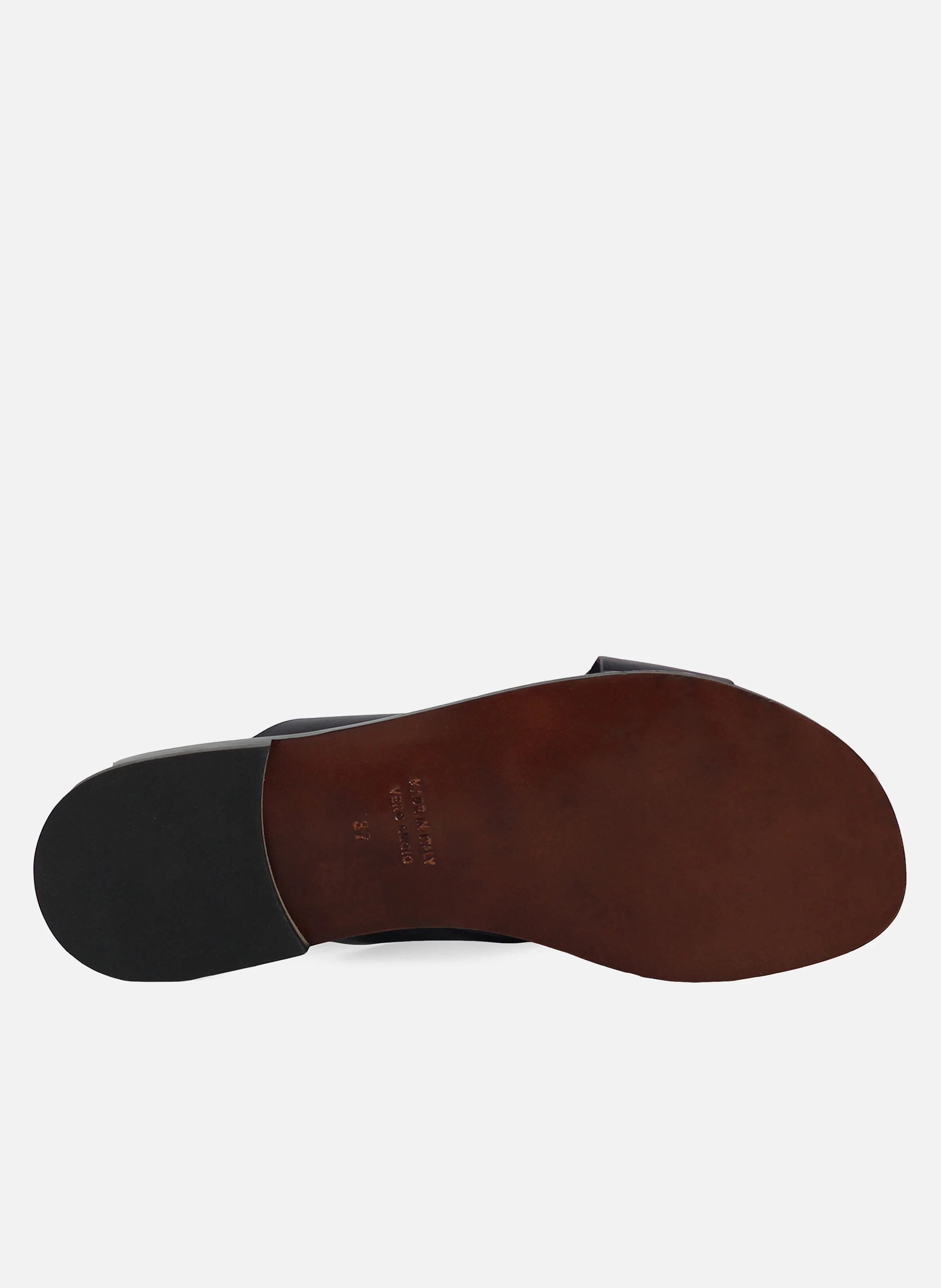 Mules plates cuir lisse | Bleu