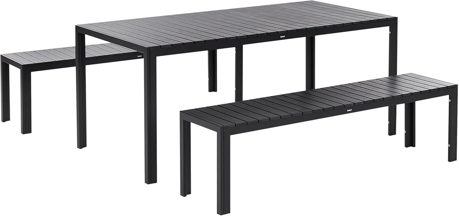 Beliani Praktisches Gartenmöbel Set Kunstholz 2 Bänke Tisch schwarz Nardo