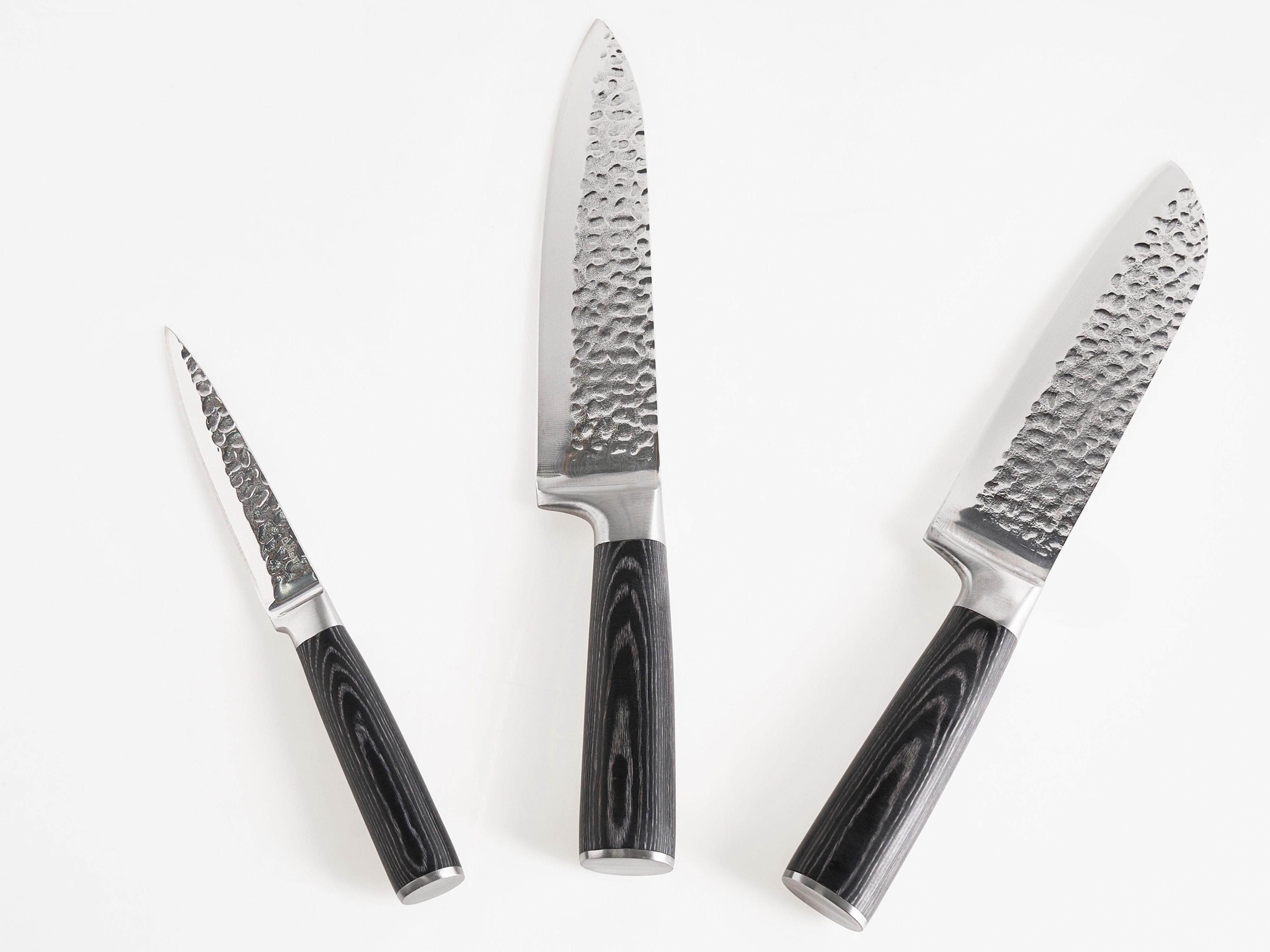 Set van 3 messen damascusstaal KASHIWA Zwart