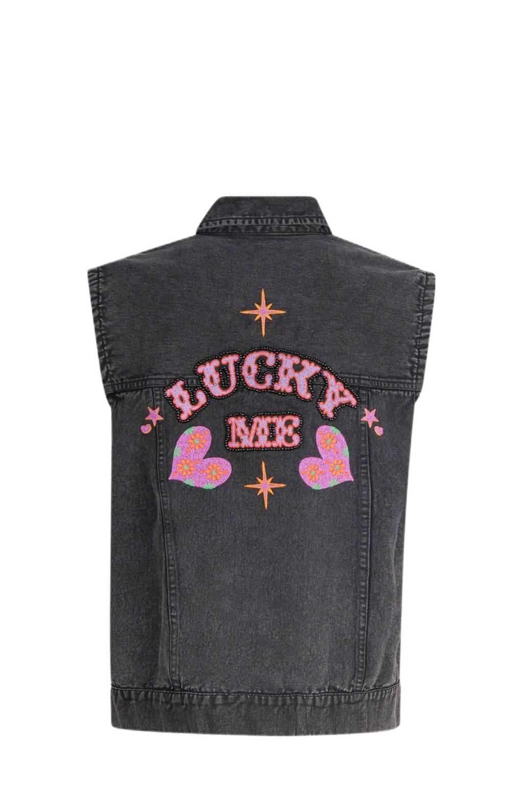 Shoeby gilet met backprint antraciet