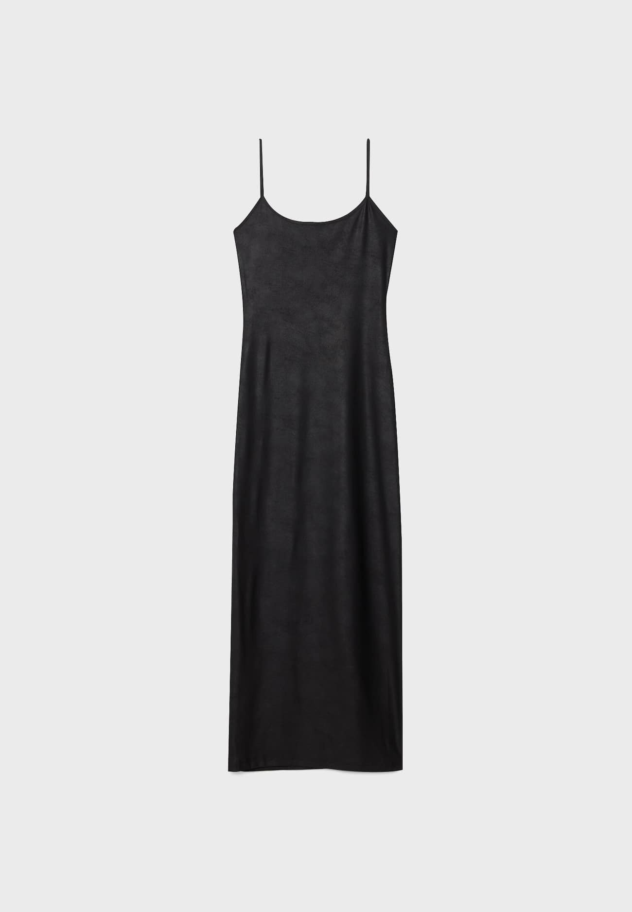 Vestido longo de alças finas com revestimento.