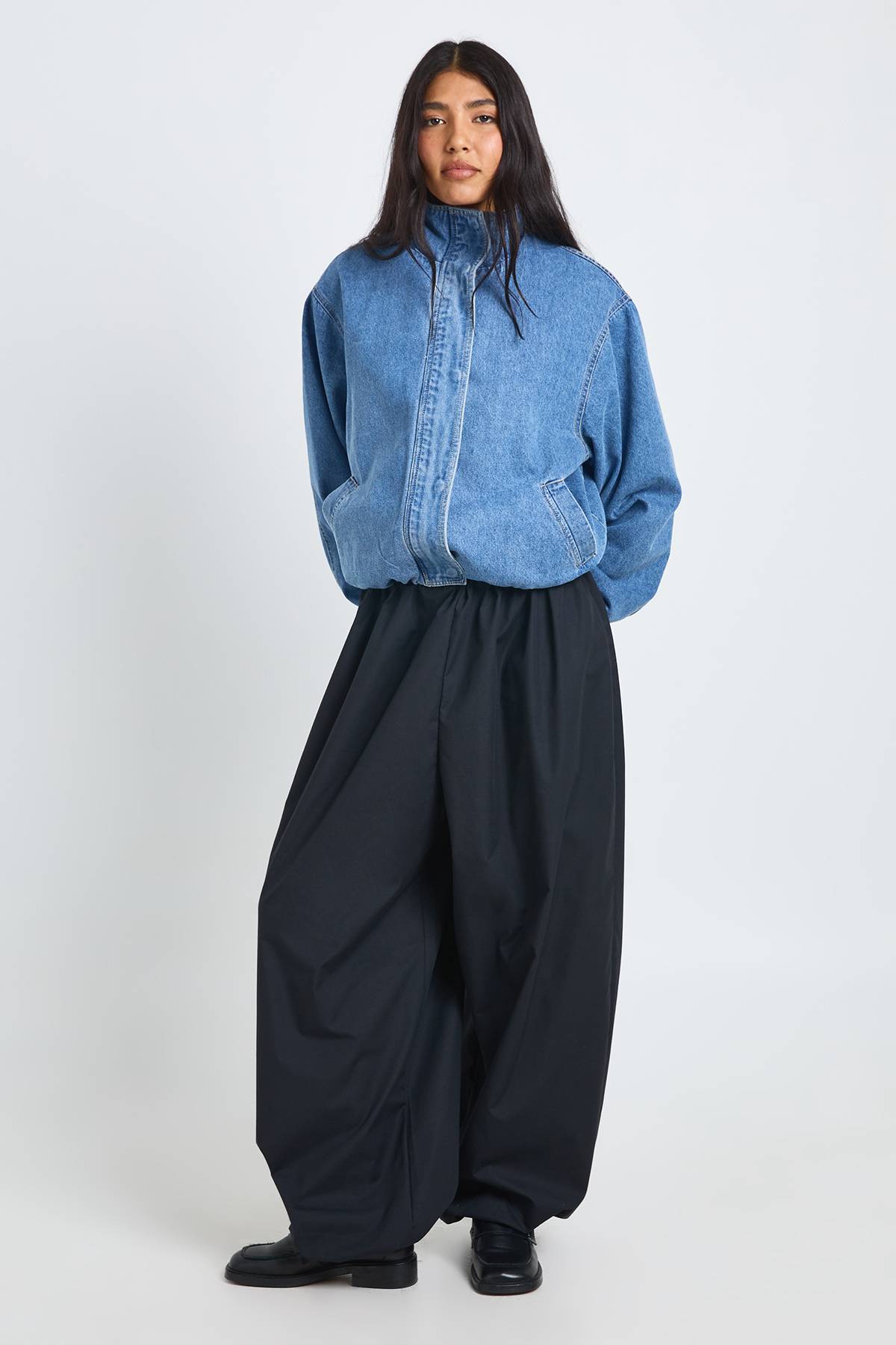 boohoo Pantalon Sarouel Taille Basse En Popeline Coupe Tall