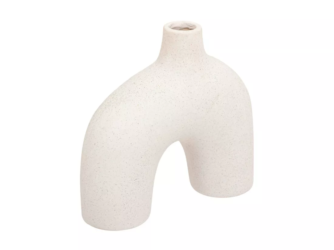 Vase Blanc forme organique en céramique sablée