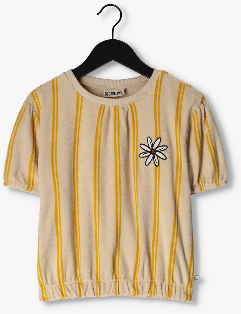 CARLIJNQ oker carlijnq t-shirt stripes yellow - puffed sleeves shirt wt print