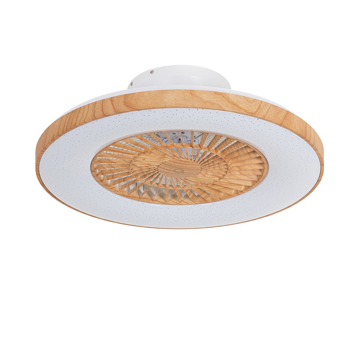Plafondventilator hout print met ster effect 60cm incl. LED dimbaar met afstandsbediening - Climo