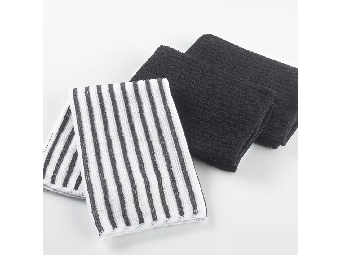3 Torchons microfibre Cuistot Noir et Unis
