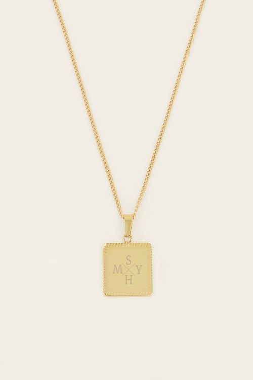 Atelier lange ketting met vierkante bedel