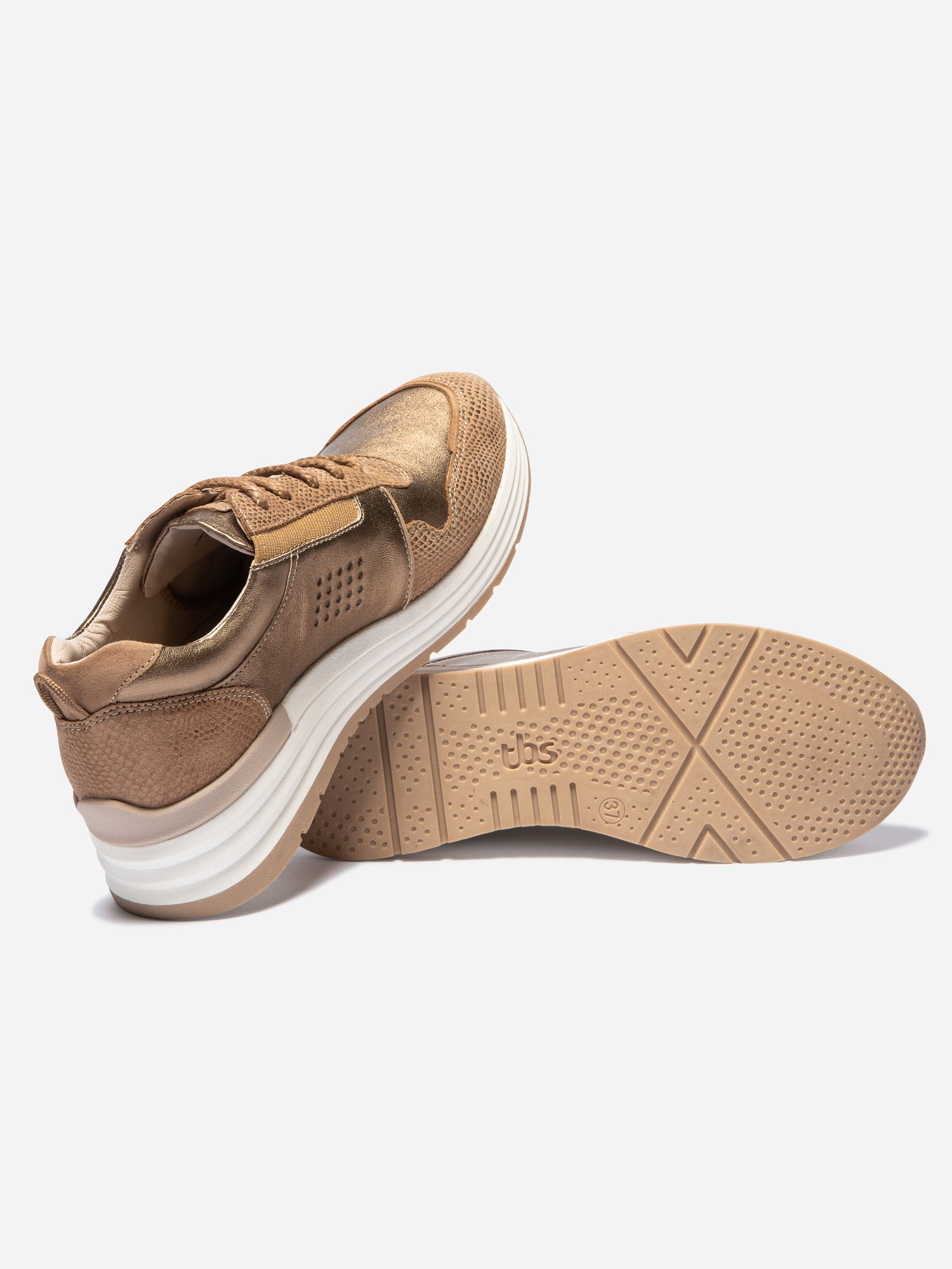 Baskets Compensées Femme Cuir Doré