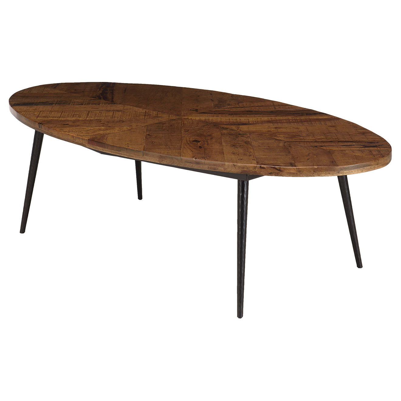 Macabane Table basse ovale plateau chevrons Kiara bois - 135x70x40 cm