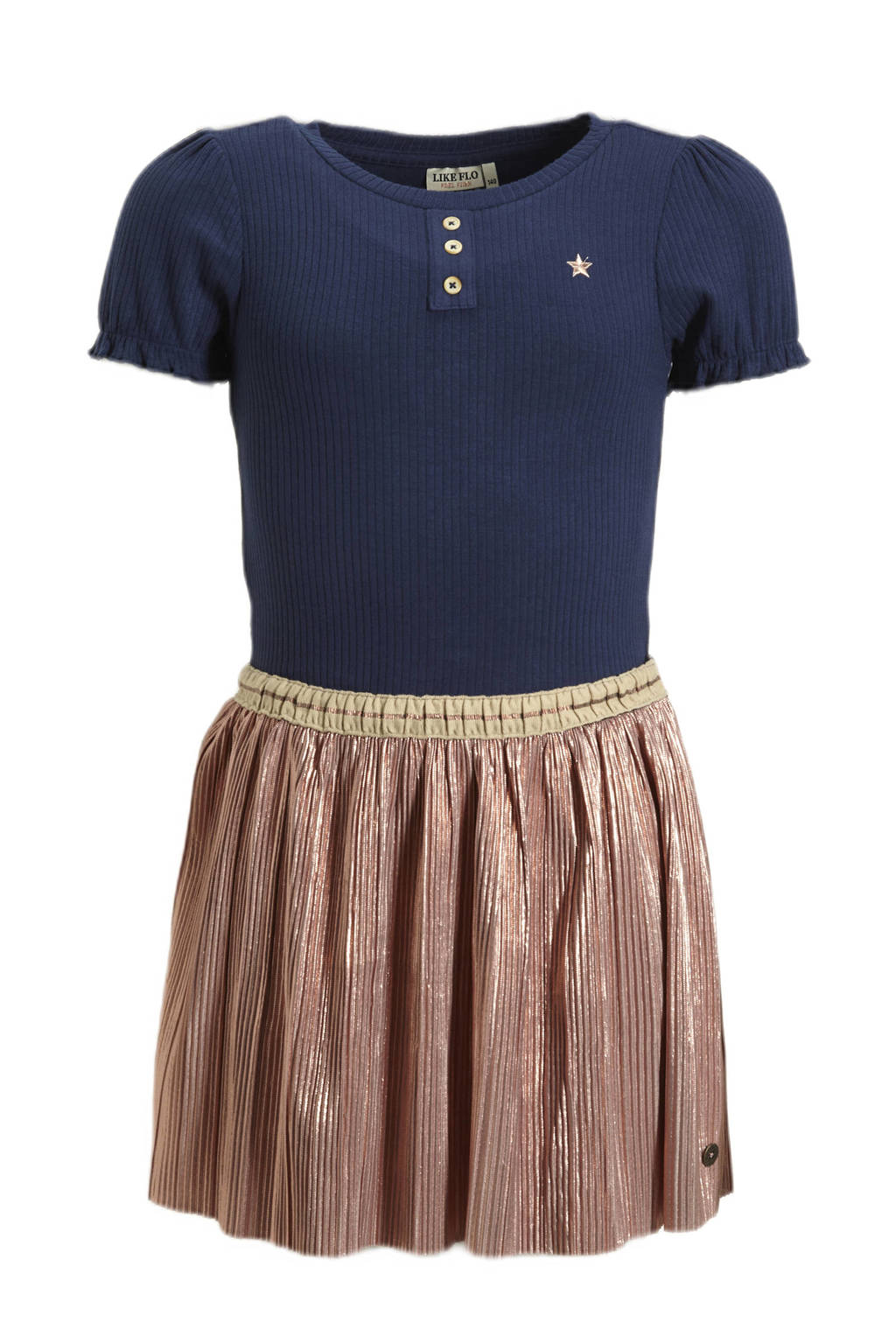 Like Flo jurk donkerblauw/goud