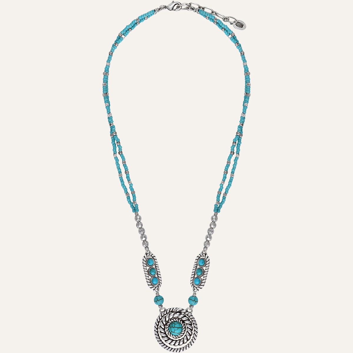 Collier Arizona - Alliage, howlite turquoise & perles de rocaille