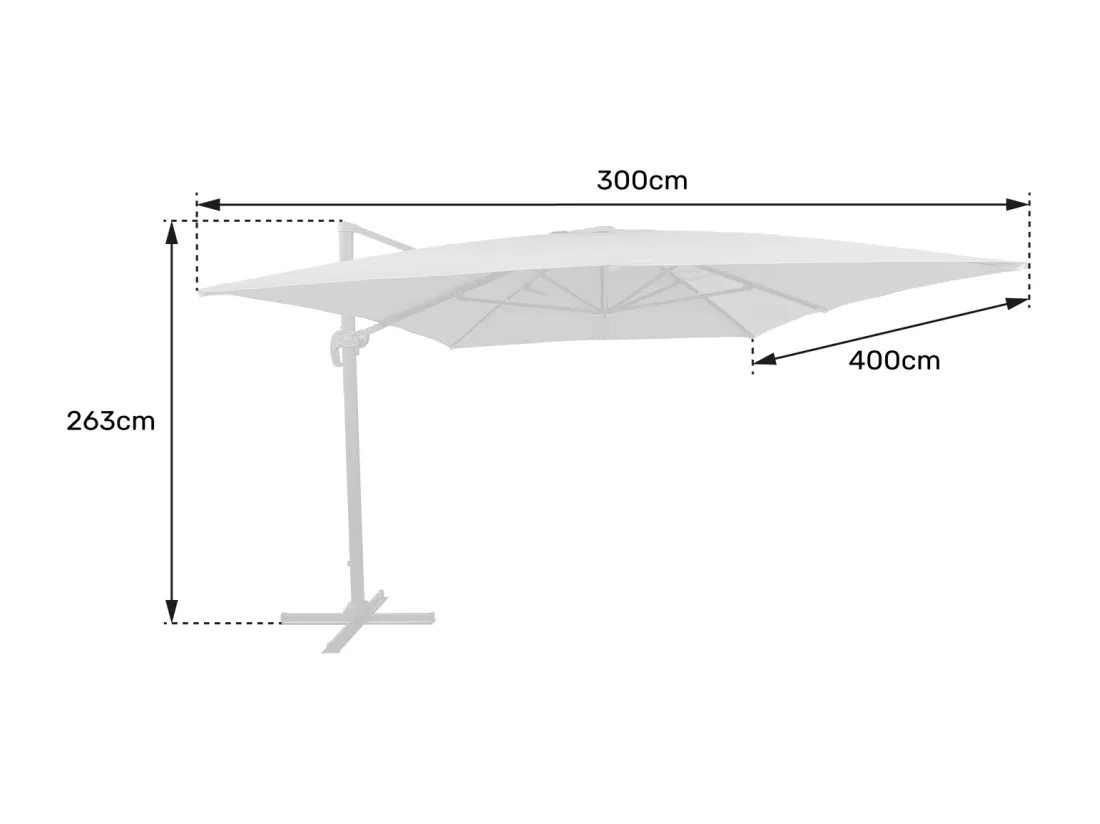 Parasol déporté MOLOKAI rectangulaire 3x4m blanc + housse - HAPPY GARDEN