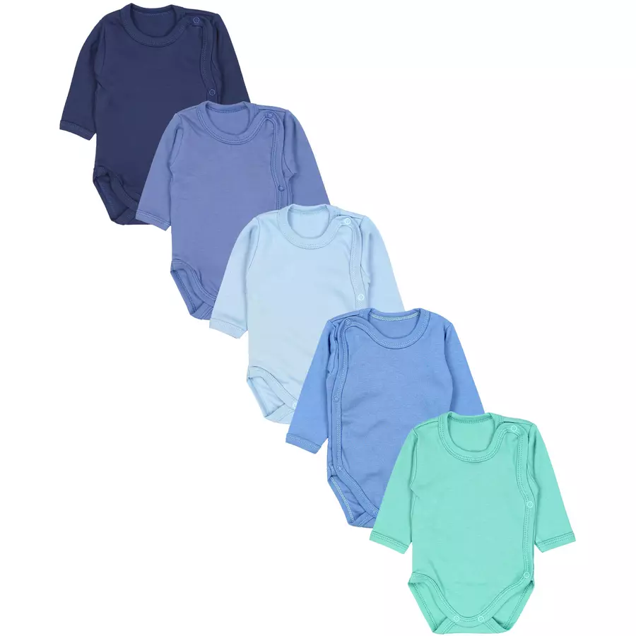 TupTam Unisex Baby Wickelbody Langarm 5er Set blau-kombi
