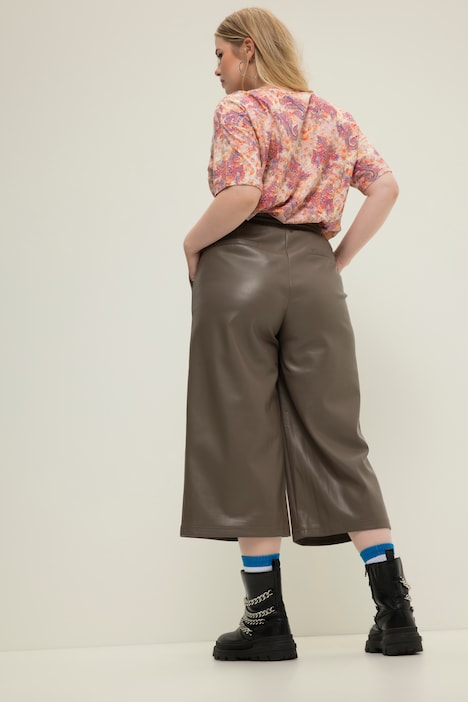 Culottes, Wide Legs, Fakeleder, Elastikbund