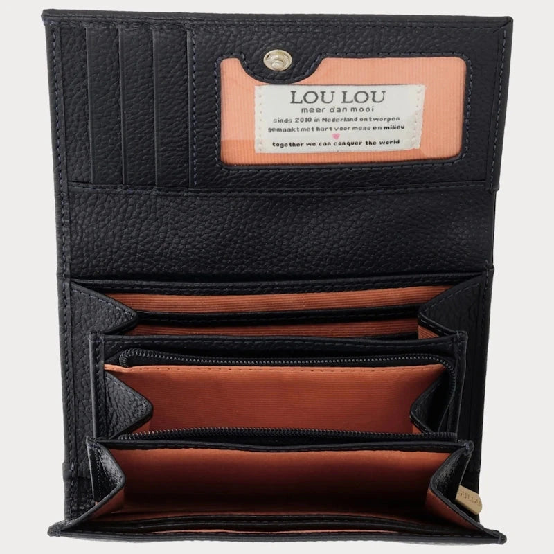 LouLou Essentiels Portemonnee RFID Petit Fleur Dark Blue