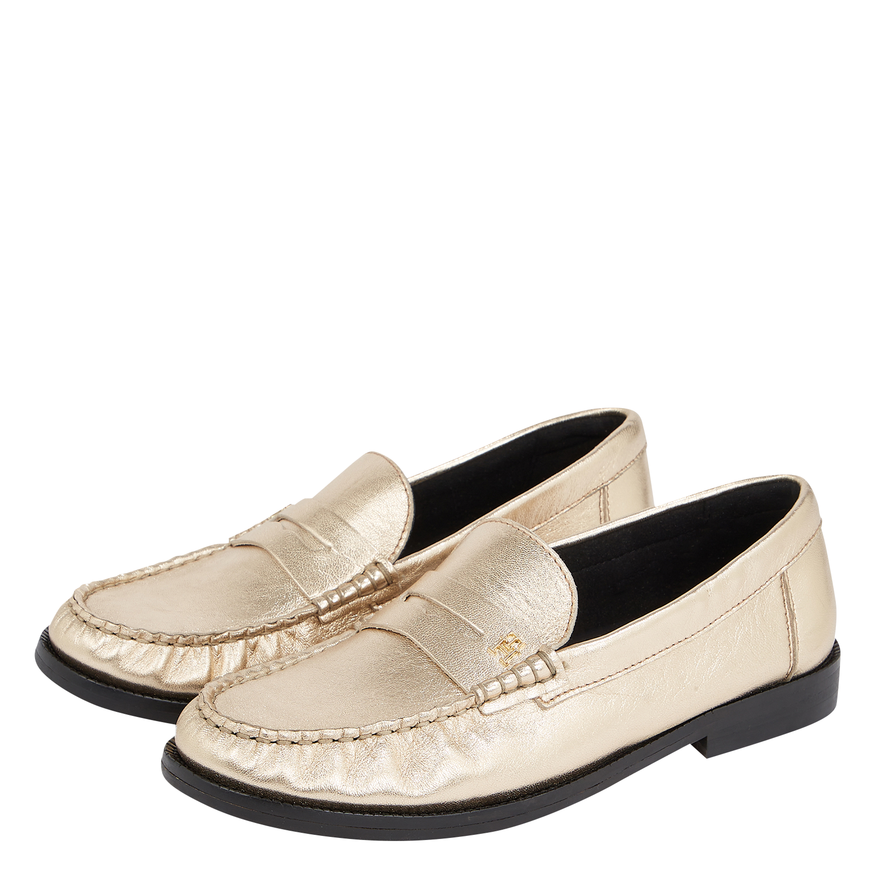 Mocassins en cuir métallissé | Doré