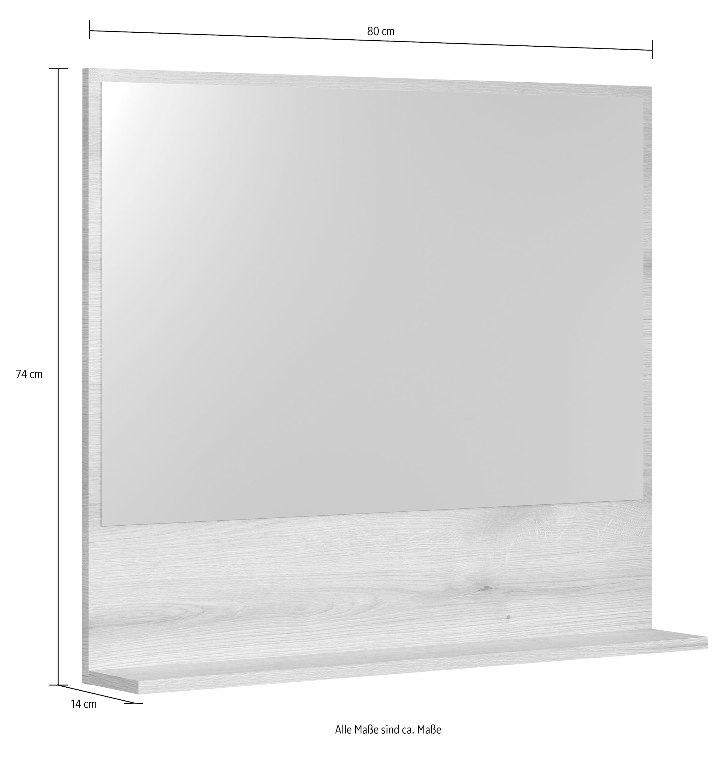 welltime Badspiegel »Amrum« Wandspiegel mit Ablage - (B/T/H) wahlweise 60 bis 80/14/74 cm