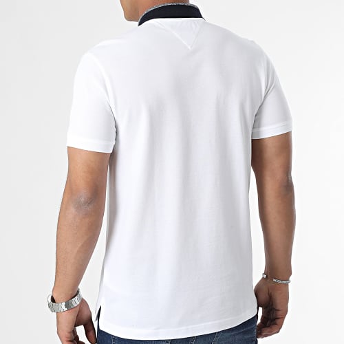 Polo Manches Courtes Slim Mouline Contrast 1679 Blanc