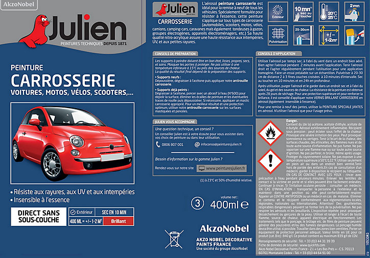 Peinture spéciale carrosserie 400 ml rouge sang