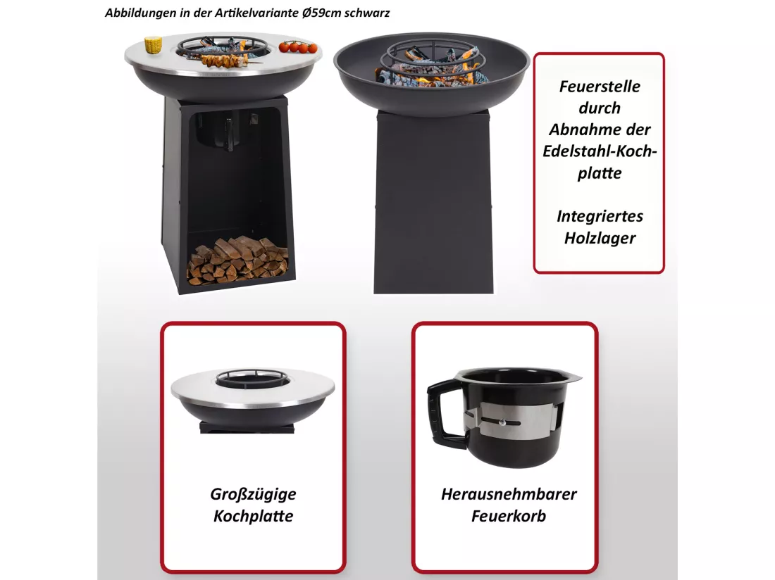 Plaque de cuisson avec grill MCW-K97, Ø59cm noir