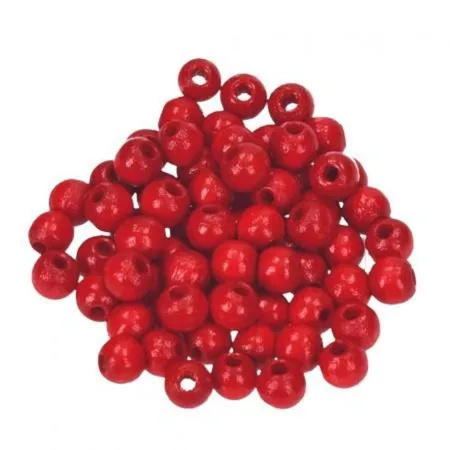 Glorex Holzperlen Karminrot, 10 mm, 47 Stück