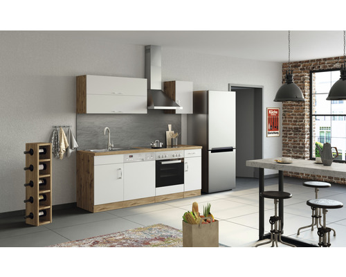 Held Furniture keukenblok met apparatuur Sorrento 210 cm wit mat gedemonteerd omkeerbaar model 1003.6279